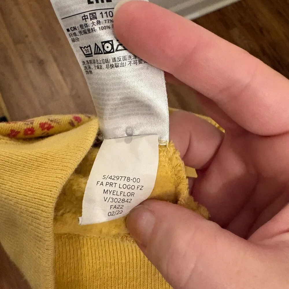 GAP Floral Logo Hoodie in Yellow Size 4T Full Zip Hooded Sweatshirt